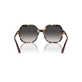 Vogue brown tortoiseshell oversized square sunglasses, rear view showing gradient grey lenses and slim temples
