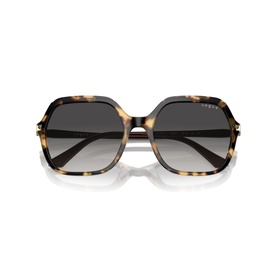 Vogue brown tortoiseshell oversized square sunglasses with gradient grey lenses and gold-tone temple detail
