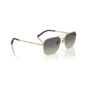 Gold-tone aviator sunglasses with green gradient lenses, double bridge, and dark green temple tips