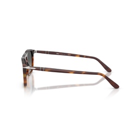 Persol sunglasses in tortoiseshell acetate frames with brown gradient lenses, shown from the side to display temple arms.