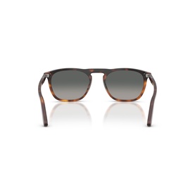 Persol sunglasses in tortoiseshell, rear view showing temple arms and gradient grey lenses