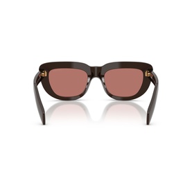 Dark brown square-frame sunglasses, rear view showing gold temple hinges and rose-tinted lenses
