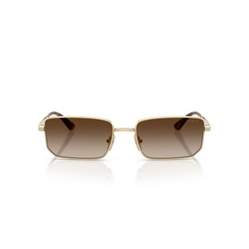 Vogue gold rectangular sunglasses with gradient brown lenses and slim metal frame, front view