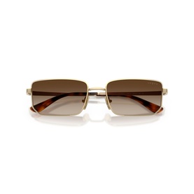 Vogue gold-tone rectangular sunglasses with brown gradient lenses and tortoiseshell temple tips