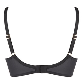 Chantelle Champs Elys&eacute;es Lace Under-Wired Bra in Dazzling Black, back view showing adjustable straps, gold hardware and hook-and-eye fastening