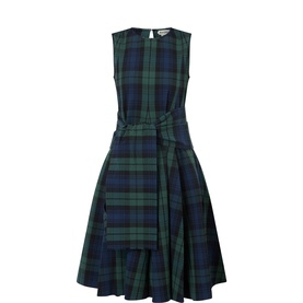 Cloque Check Flared Dress