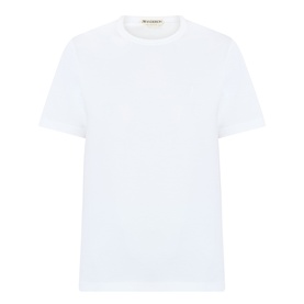 JW Anderson Anchor Logo T-Shirt in white, round neck, short sleeves, straight hemline, relaxed fit cotton tee with small anchor logo detail
