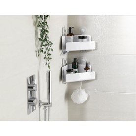 EasyStore&trade; 2-piece White Corner Shower Shelf Set