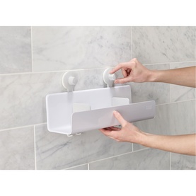 EasyStore&trade; Large White Shower Shelf with Removable Mirror