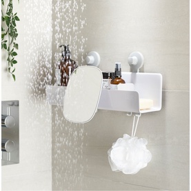 EasyStore&trade; Large White Shower Shelf with Removable Mirror