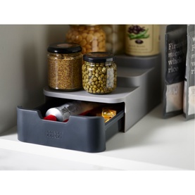 CupboardStore&trade; Compact Tiered Organiser with Drawer Grey