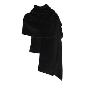 House of CB ivory velvet wrap scarf, draped with asymmetric hem and soft textured finish