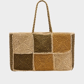 Patchwork Woven Tote Bag