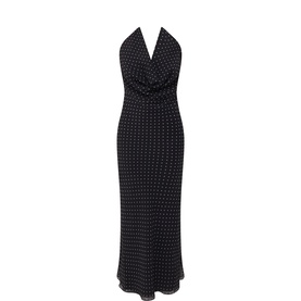 Halter Micro Floral Flared Dress