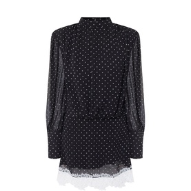 Lace-Trim Micro Floral Mini Dress