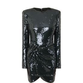 Gathered Sequin Mini Dress