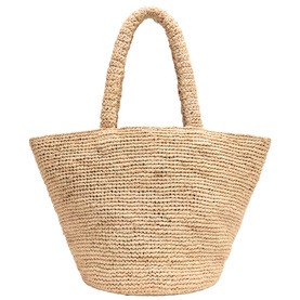 Whistles beige woven raffia tote bag with chunky rope handles and wide structured base.