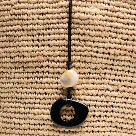 Straw Charm Detail Tote Bag