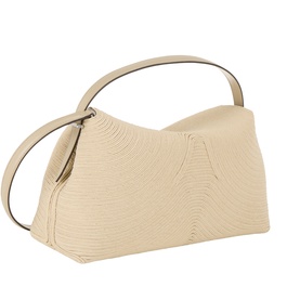 Toteme Top Handle bag in pearl, structured silhouette with textured finish, slim top handle and gold-tone hardware, zip closure