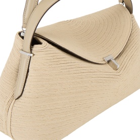 Toteme pearl top handle bag in ribbed polyamide with silver-tone hardware and structured silhouette, shown at angle