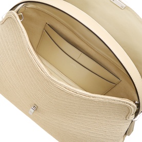 Toteme Pearl Top Handle bag interior view showing structured compartments and card slots with gold-tone frame detail