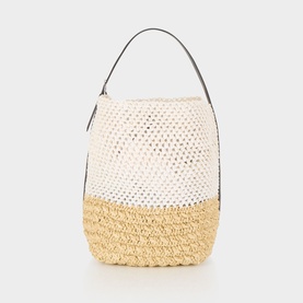 Belted Raffia Tote Bag
