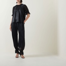 Camile Silk Ruffle Trousers