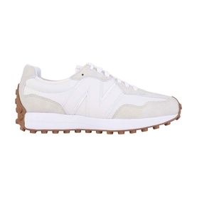 New Balance 327 trainer in white and cream suede and mesh with gum rubber sole