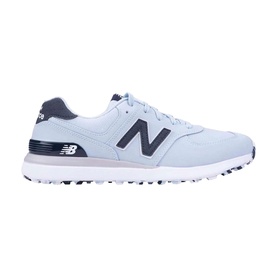 New Balance Golf 574 Greens women's golf shoe in blue navy, spikeless white sole, navy N logo and lace detail