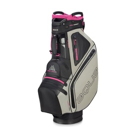Big Max cart bag in black, grey and fuchsia with multiple pockets and pink logo detailing