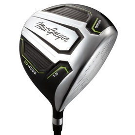 MacGregor CG4000 golf driver in silver and black with lime green accents, 7.9 loft marking on clubhead face