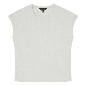 Whistles grey sleeveless crew-neck t-shirt with padded shoulders, lightweight jersey fabric, relaxed fit