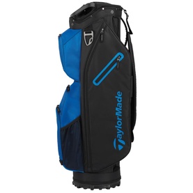TaylorMade Cart Bag in Black Royal, with multiple zip pockets, side bottle holder, and rubberised base