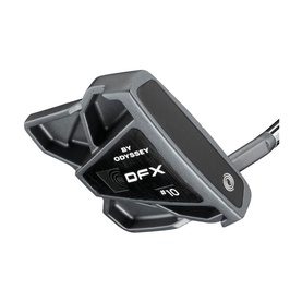 Odyssey DFX #10 putter in dark gunmetal finish, mallet-style head with alignment aid and black hosel neck