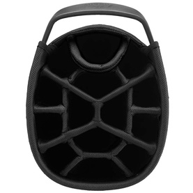 Powakaddy Stealth Black cart bag, top-down view showing 14-way divider system with carry handle