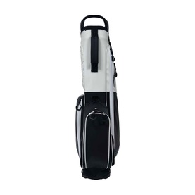 FastFold Elegance Stand Bag in white and black, rear view showing dual carry straps, top handle, and structured panelling