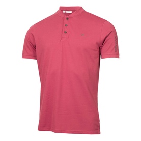 Calvin Klein Golf mauve polo shirt with Mandarin collar, button placket, and tonal logo, short-sleeved
