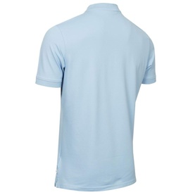 Calvin Klein Golf sky blue polo shirt, rear view, short sleeves, ribbed collar, plain back panel