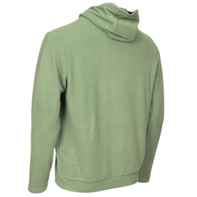 Calvin Klein Golf sage green textured knit hoodie, rear view showing ribbed fabric and oversized cowl neck