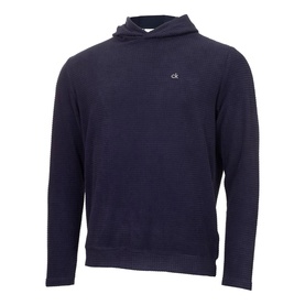 Calvin Klein Golf navy hoodie with small embroidered logo on chest, ribbed hem and cuffs, overhead hood style