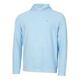 Calvin Klein Golf hoodie in Blue Bell, ribbed texture, kangaroo pocket, small embroidered logo on chest