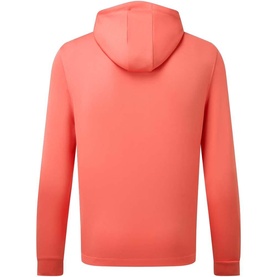 Footjoy hoodie in Solid Nantucket Red, rear view showing drawstring hood and ribbed cuffs and hem.