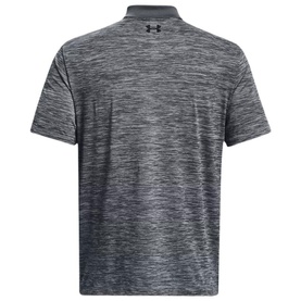 Under Armour grey marl polo shirt, back view, short sleeves, mock collar, slim fit