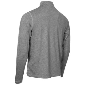 Grey marl long-sleeve quarter-zip top, rear view, with contrast seam detailing and ribbed cuffs