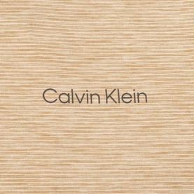 Calvin Klein Golf khaki top, close-up of fine horizontal stripe texture and embroidered logo detail