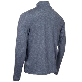 Navy marl long-sleeve quarter-zip top, rear view, ribbed collar and cuffs, slim fit