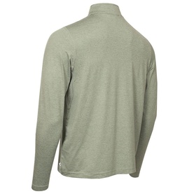 Sage green marl long-sleeve quarter-zip top, rear view, ribbed cuffs and collar, slim fit