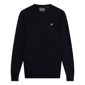 Lyle & Scott Golf crew neck knit jumper in Dark Navy, with gold eagle logo embroidery on chest