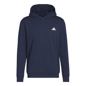 Adidas Golf hoodie in Collegiate Navy with white three-stripe logo on chest, kangaroo pocket and drawstring hood