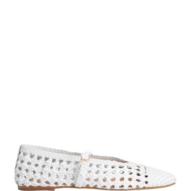 Hazella Woven Leather Mary-Jane Flats